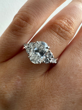 Lucille - Platinum 2.54ct Laboratory Grown Oval Diamond Engagement Ring With Side Stones