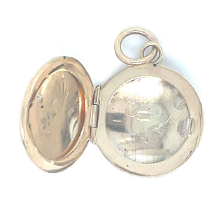 Vintage 9ct Yellow Gold Half Engraved Round Locket Pendant