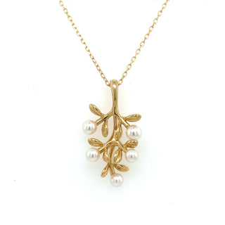 Vintage 18ct Yellow Gold Pearl Branch Pendant