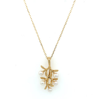 Vintage 18ct Yellow Gold Pearl Branch Pendant