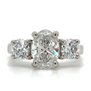 Miley - Platinum 2.21ct Laboratory Grown Oval and Round Side Stones