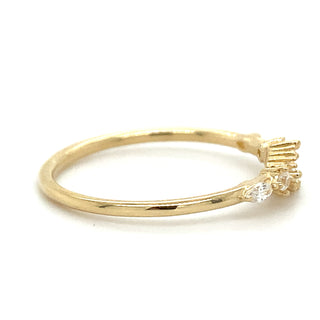 9ct Yellow Gold Mixed Milgrain Set Cz Ring