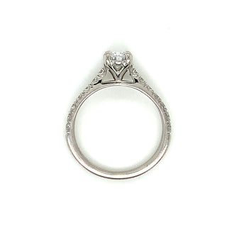 Yasmin - Platinum 1.01ct Laboratory Oval Diamond Ring with Castle Set Shoulders