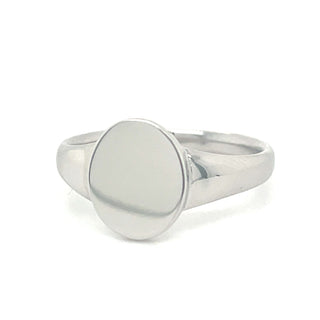 Sterling Silver Rhodium Plated Oval Signet Ring