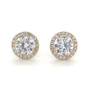 9ct Yellow Gold Cz Round Stud Earrings