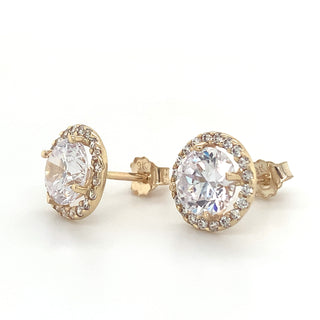 9ct Yellow Gold Cz Round Stud Earrings