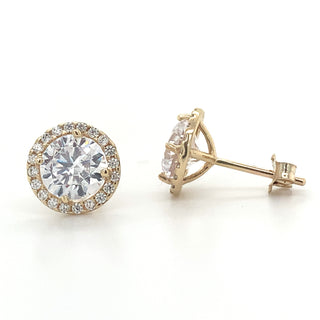 9ct Yellow Gold Cz Round Stud Earrings