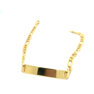 9ct Yellow Gold Flat Figaro ID 7” Bracelet