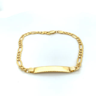 9ct Yellow Gold Flat Figaro ID 7” Bracelet