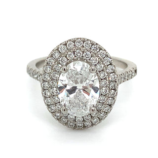 Evelyn - Platinum 2.64ct Laboratory Grown Oval Double Halo Diamond Ring