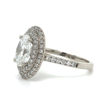 Evelyn - Platinum 2.64ct Laboratory Grown Oval Double Halo Diamond Ring