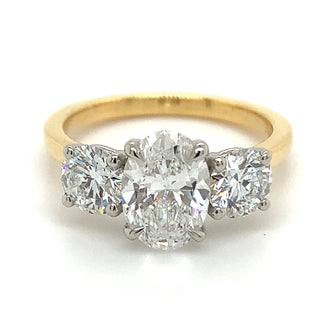 Alexandra - 18ct Yellow Gold 2.53ct Laboratory Grown Oval Diamond Ring with Side Stones