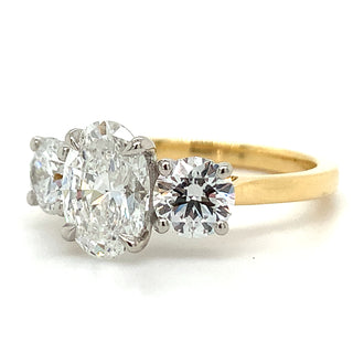 Alexandra - 18ct Yellow Gold 2.53ct Laboratory Grown Oval Diamond Ring with Side Stones