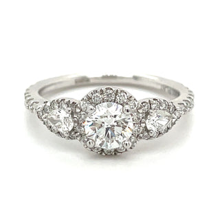 Aria - Platinum Three Stone with Pear Side Stones 1.00ct Earth Grown Diamond Engagement Ring