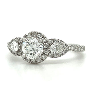 Aria - Platinum Three Stone with Pear Side Stones 1.00ct Earth Grown Diamond Engagement Ring