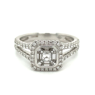 18ct White Gold Baguette & Asscher Halo Earth Grown Diamond Engagement Ring
