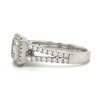 18ct White Gold Baguette & Asscher Halo Diamond Engagement Ring