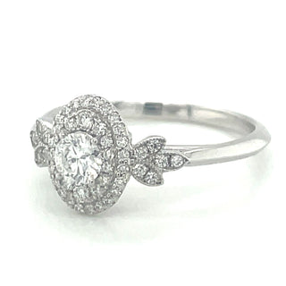 9ct White Gold 0.44ct Double Oval Halo Diamond Ring