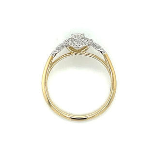 9ct Yellow Gold 0.47ct Double Pear Halo Diamond Ring