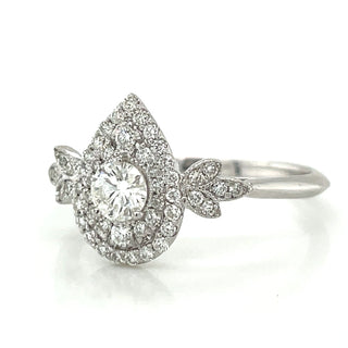 9ct White Gold 0.47ct Double Pear Halo Diamond Ring