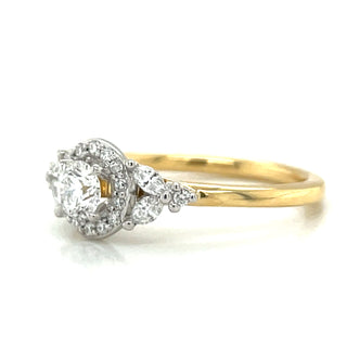 Erica - 18ct Yellow Gold 0.52ct Round Brilliant Halo Earth Grown Diamond Ring