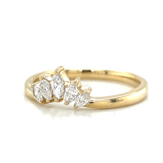 14ct Yellow Gold Marquise Laboratory Grown Diamond Crown Ring