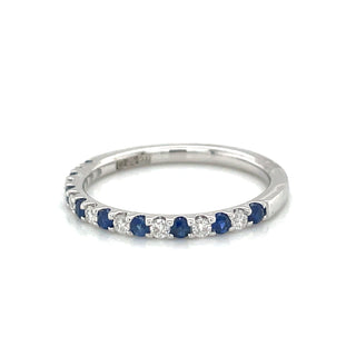 9ct White Gold Earth Grown Sapphire and Diamond Castle Set Band