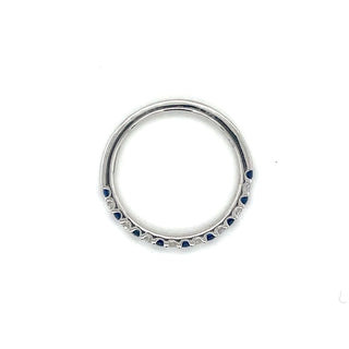 9ct White Gold Earth Grown Sapphire and Diamond Castle Set Band