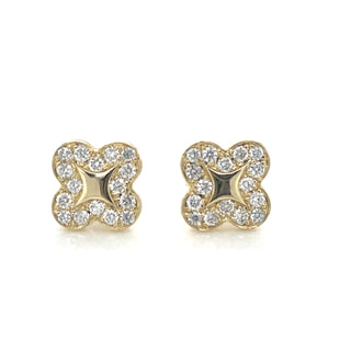 9ct Yellow Gold Starry Night Clover Diamond Earring