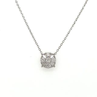 9ct White Gold 0.22ct Cluster Of Diamonds Necklace