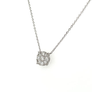 9ct White Gold 0.22ct Cluster Of Earth Grown Diamonds Necklace