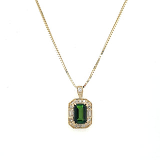 9ct Yellow Gold 0.60ct Green Tourmaline, White Sapphire And Diamond Pendant