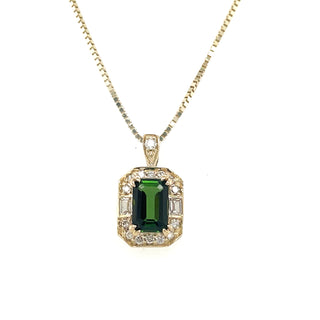 9ct Yellow Gold 0.60ct Green Tourmaline, White Sapphire And Diamond Pendant