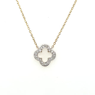 9ct Yellow Gold Open Clover Earth Grown Diamond Necklace