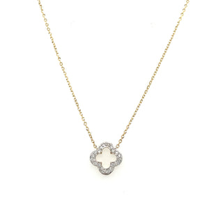 9ct Yellow Gold Open Clover Earth Grown Diamond Necklace