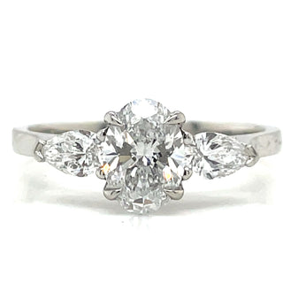 Cynthia - Platinum 1.15ct Laboratory Grown Oval and Side Pear Diamond Rings