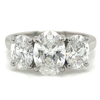 Angelina - Platinum 2.79ct Laboratory Grown Oval Three Stone Diamond Ring