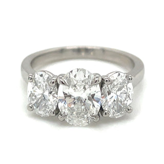 Angelina - Platinum 2.79ct Laboratory Grown Oval Three Stone Diamond Ring
