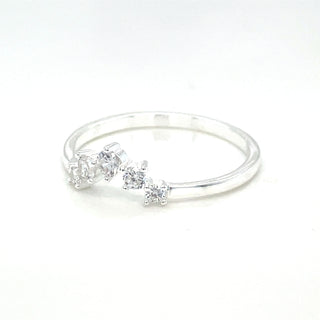 Sterling Silver Petite Cz Crown Ring