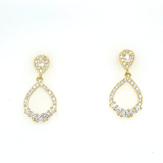 Golden Open Pear Cz Drop Earrings