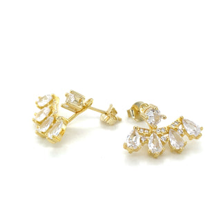 Golden Cz Glam Peekaboo Stud Earrings