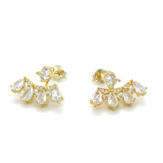 Golden Cz Glam Peekaboo Stud Earrings