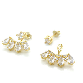 Golden Cz Glam Peekaboo Stud Earrings