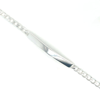 Sterling Silver Fine Curb Link ID Bracelet