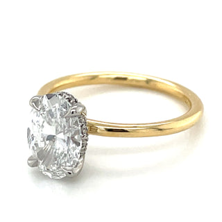 Joy - 18ct Yellow Gold 1.83ct Lab Grown Oval Solitaire with Hidden Halo