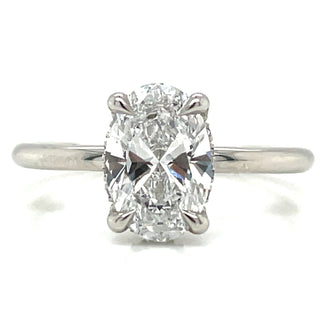 Valeria - Platinum 1.43ct Lab Grown Oval Solitaire with Hidden Halo
