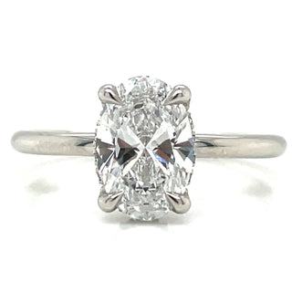 Valeria - Platinum 1.38ct Lab Grown Oval Solitaire with Hidden Halo