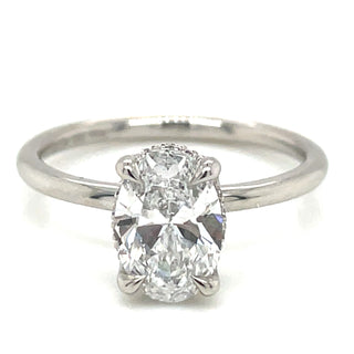 Valeria - Platinum 1.43ct Laboratory Grown Oval Solitaire with Hidden Halo