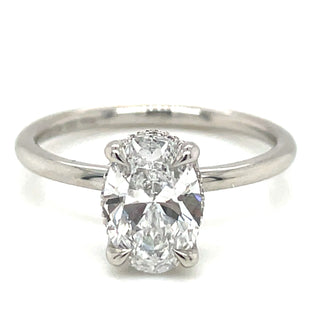 Valeria - Platinum 1.38ct Laboratory Grown Oval Solitaire with Hidden Halo
