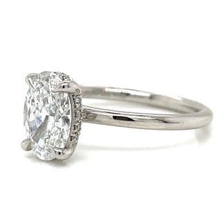 Valeria - Platinum 1.38ct Laboratory Grown Oval Solitaire with Hidden Halo